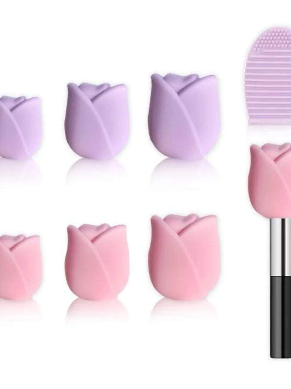 Joah - Large Powder Brush & 6 Pck Makeup Brush Holder w/ Makeup Cleaning pad 💜🩷💜